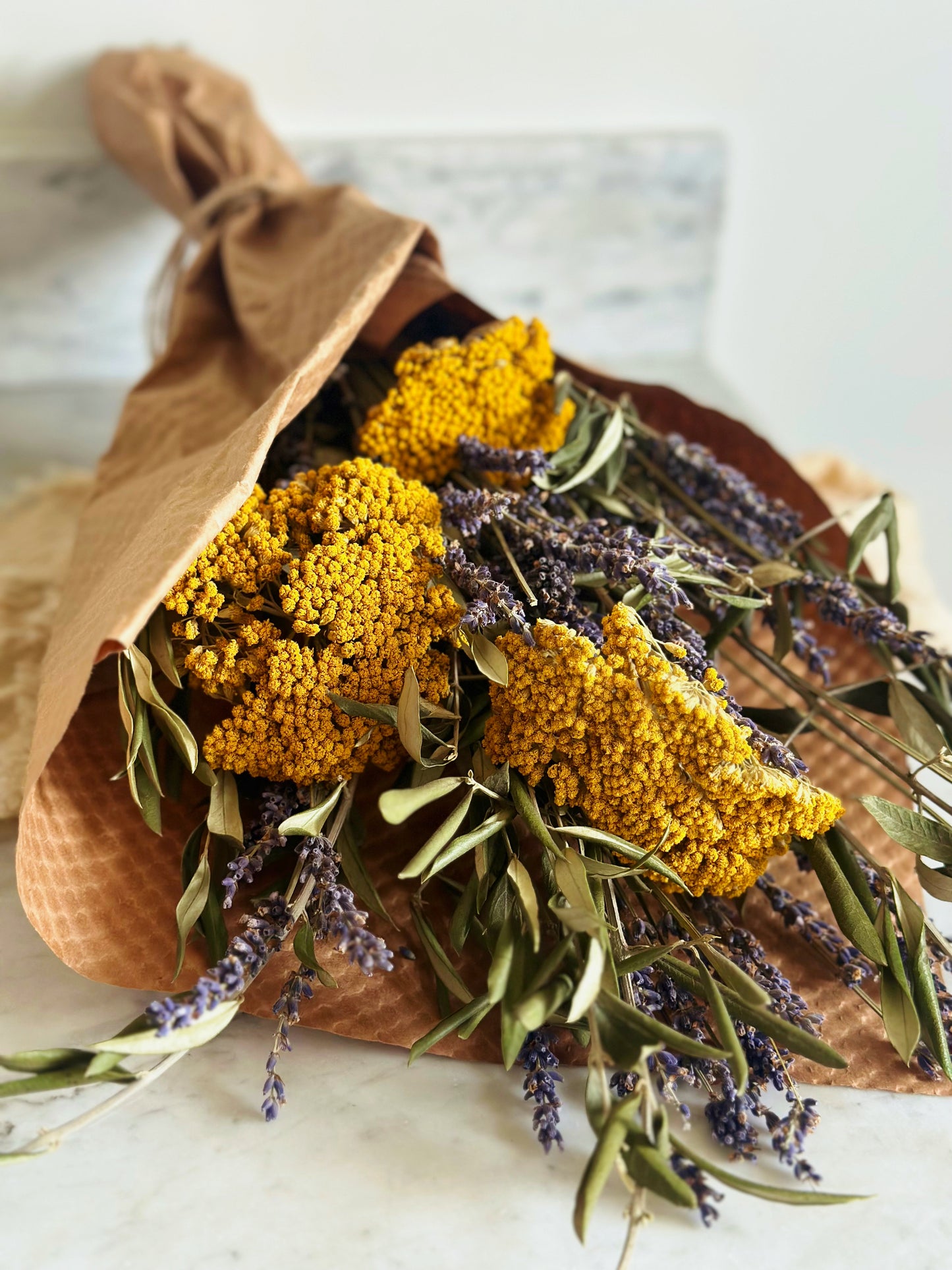 Dried Olive, Yarrow, Lavender Bouquet