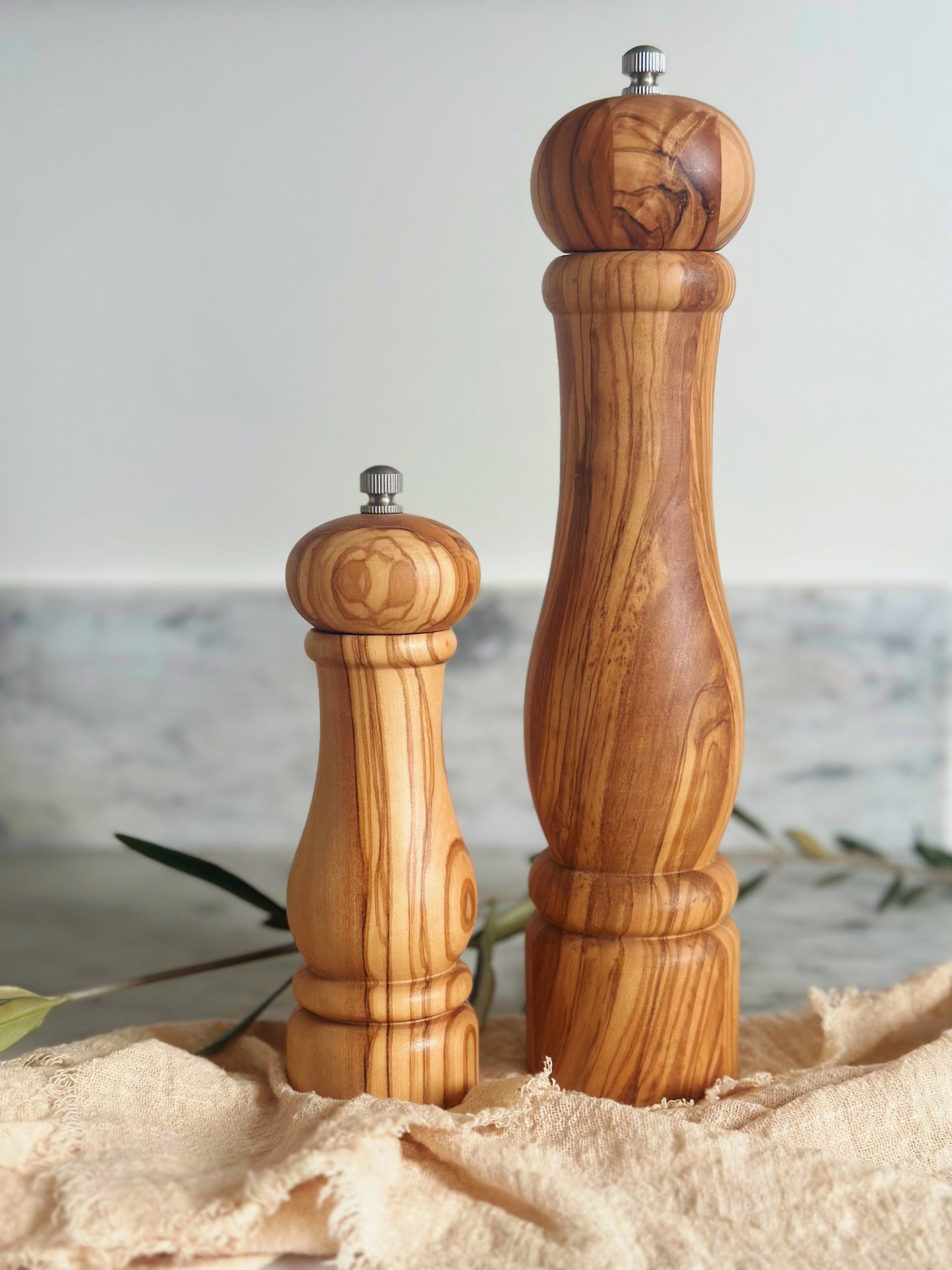 Olive Wood Salt + Pepper Mill Set - 6.5 inch