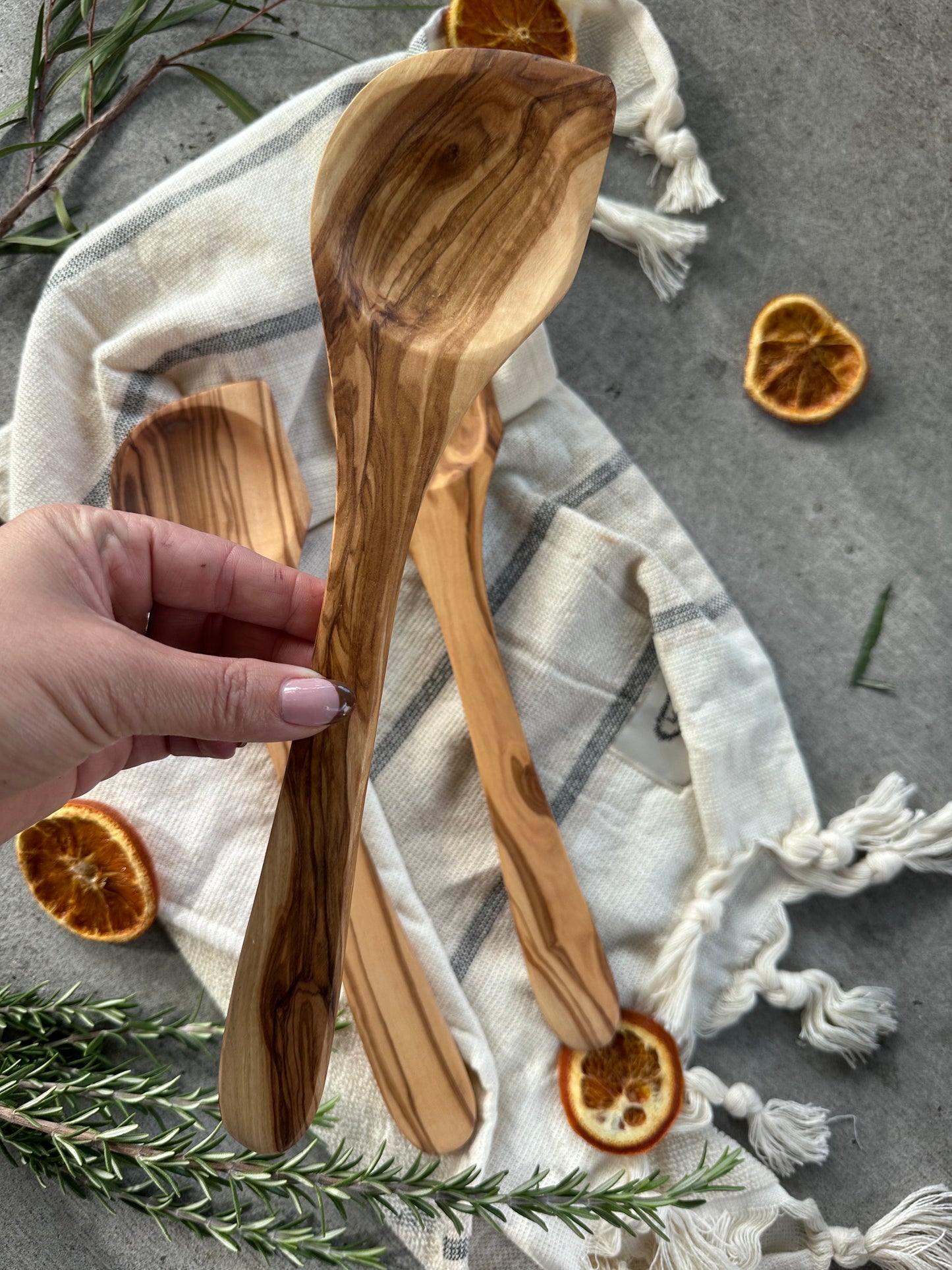 Olive Wood Corner Spoon//12 inch