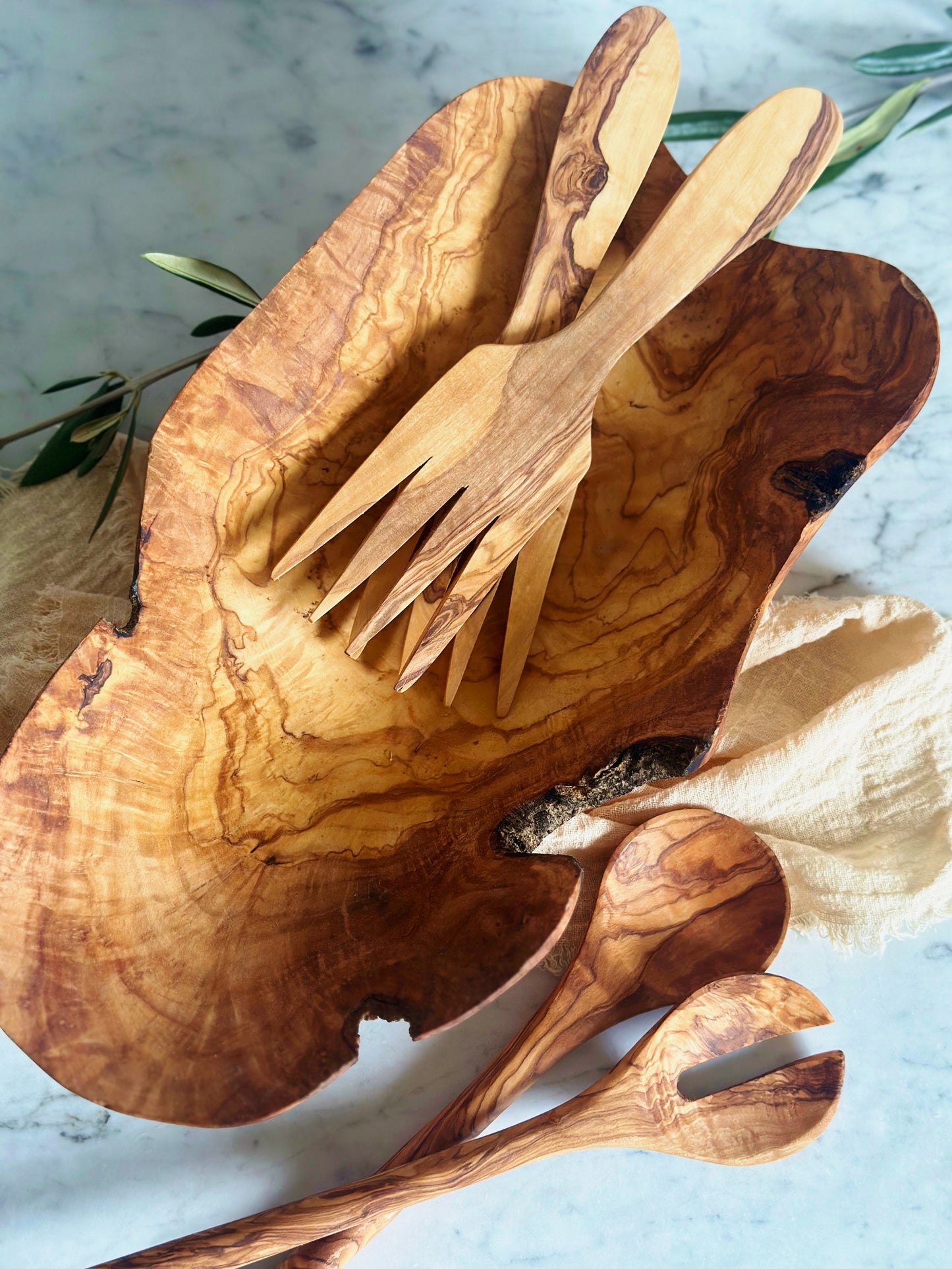 Olive Wood Root Salad Bowl