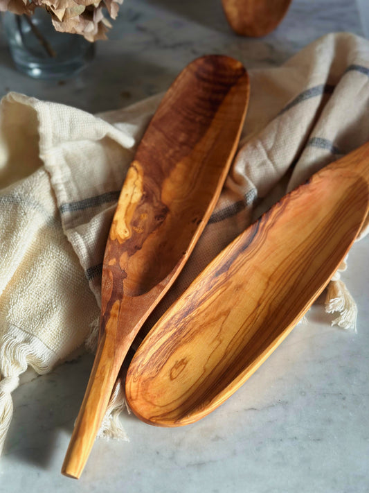 Olive Wood Tapas Dish w/Handle - BACK IN STOCK
