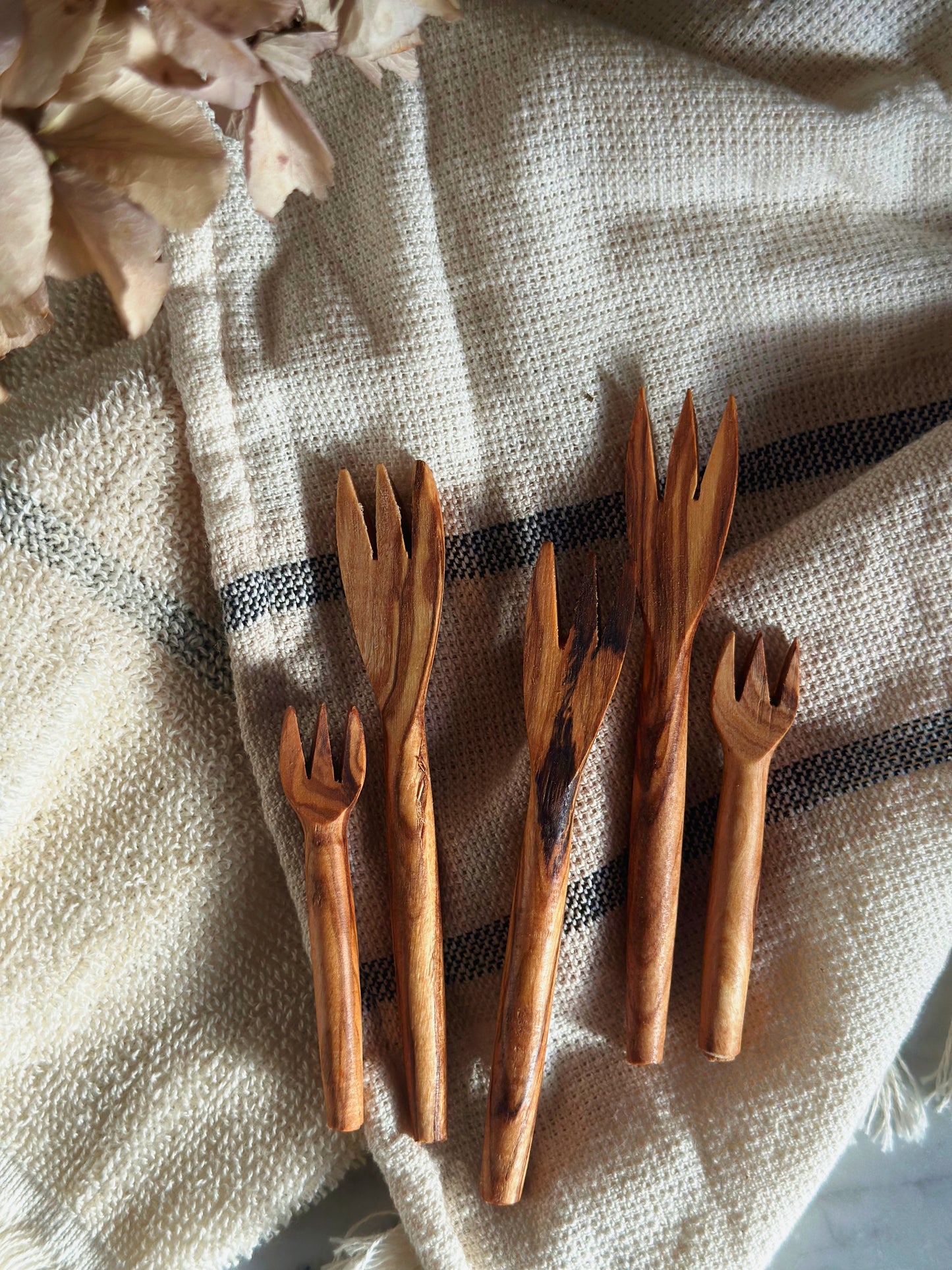 Olive Wood Charcuterie Forks - 2 sizes