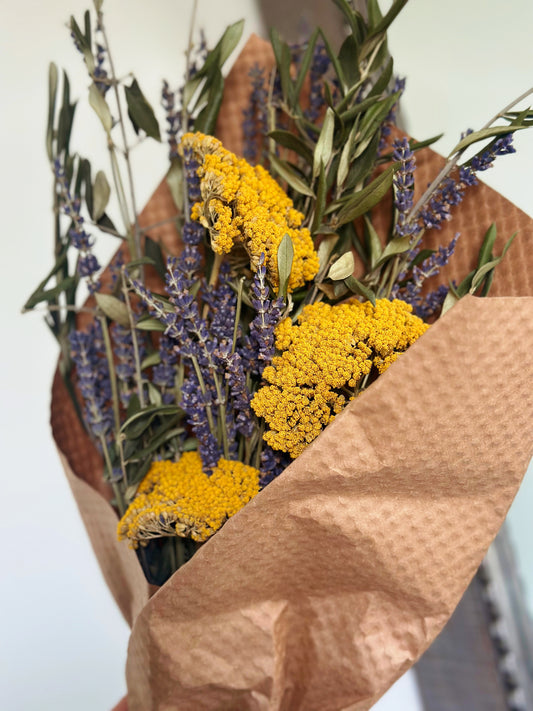Dried Olive, Yarrow, Lavender Bouquet