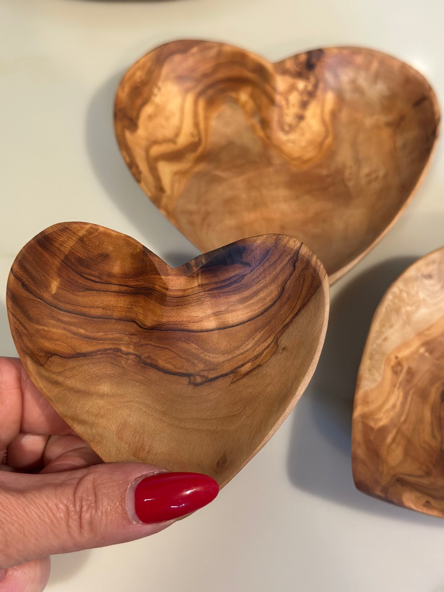 Olive Wood Heart Dish Trio - NEW