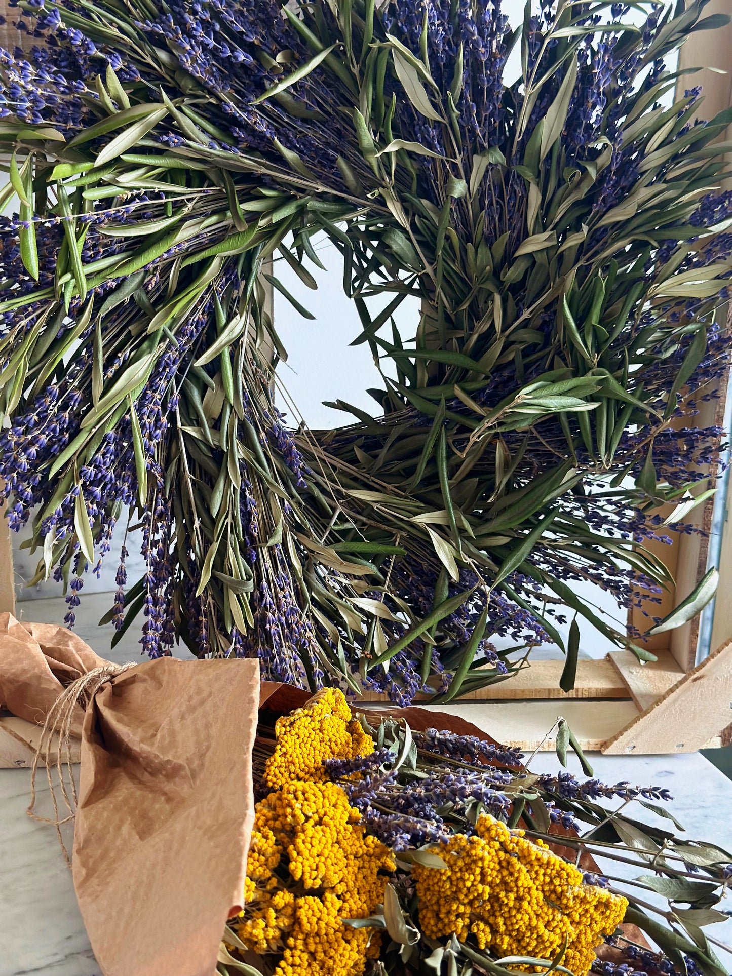 Dried Olive Branch + Lavender Wreath