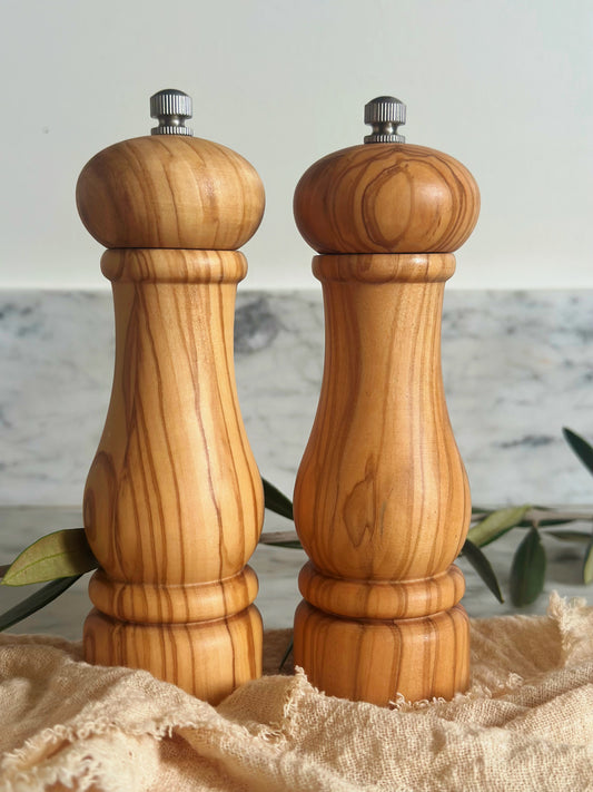Olive Wood Salt + Pepper Mill Set - 6.5 inch