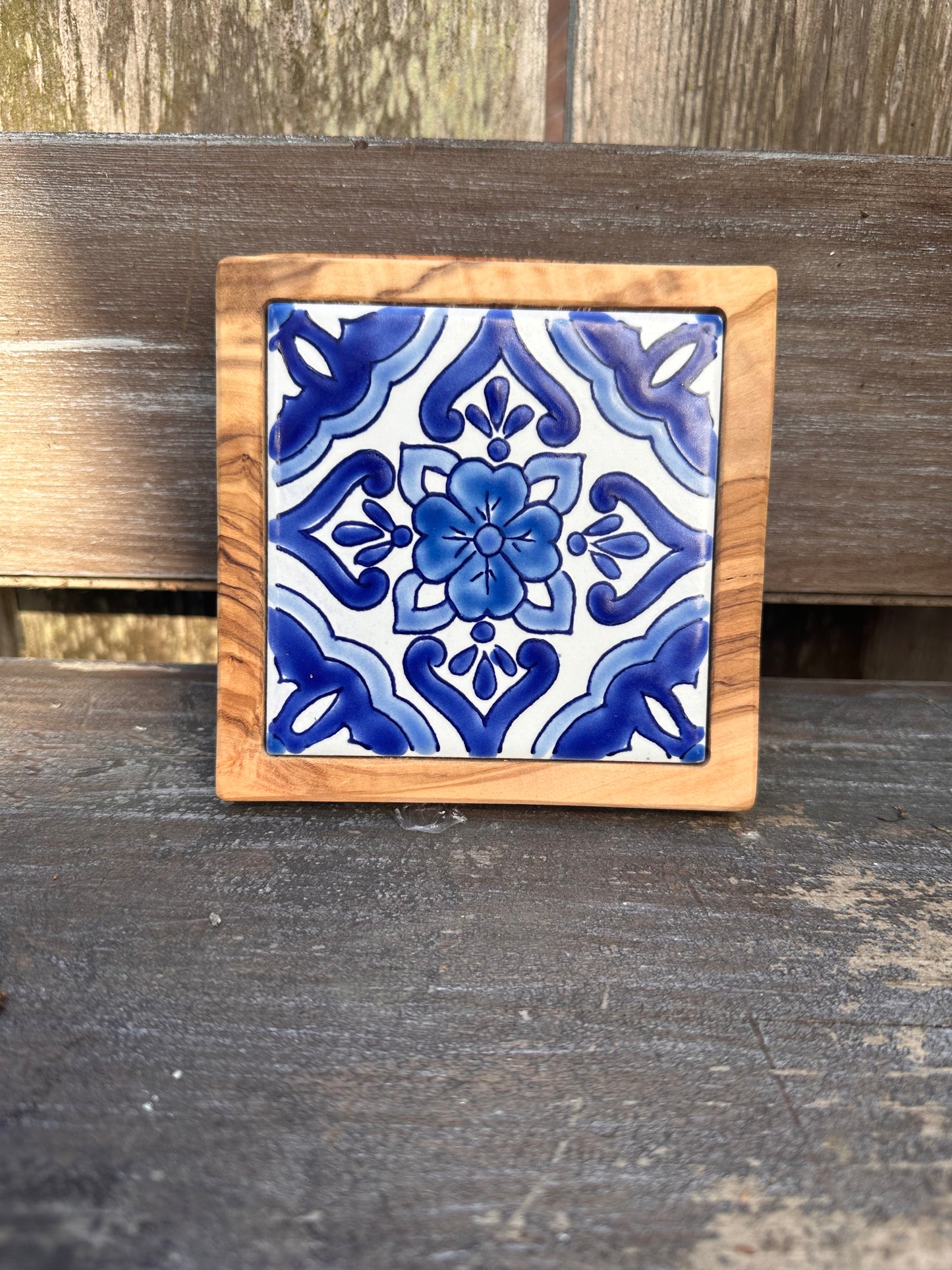 Olive Wood x Italian Tile Coaster (two styles)