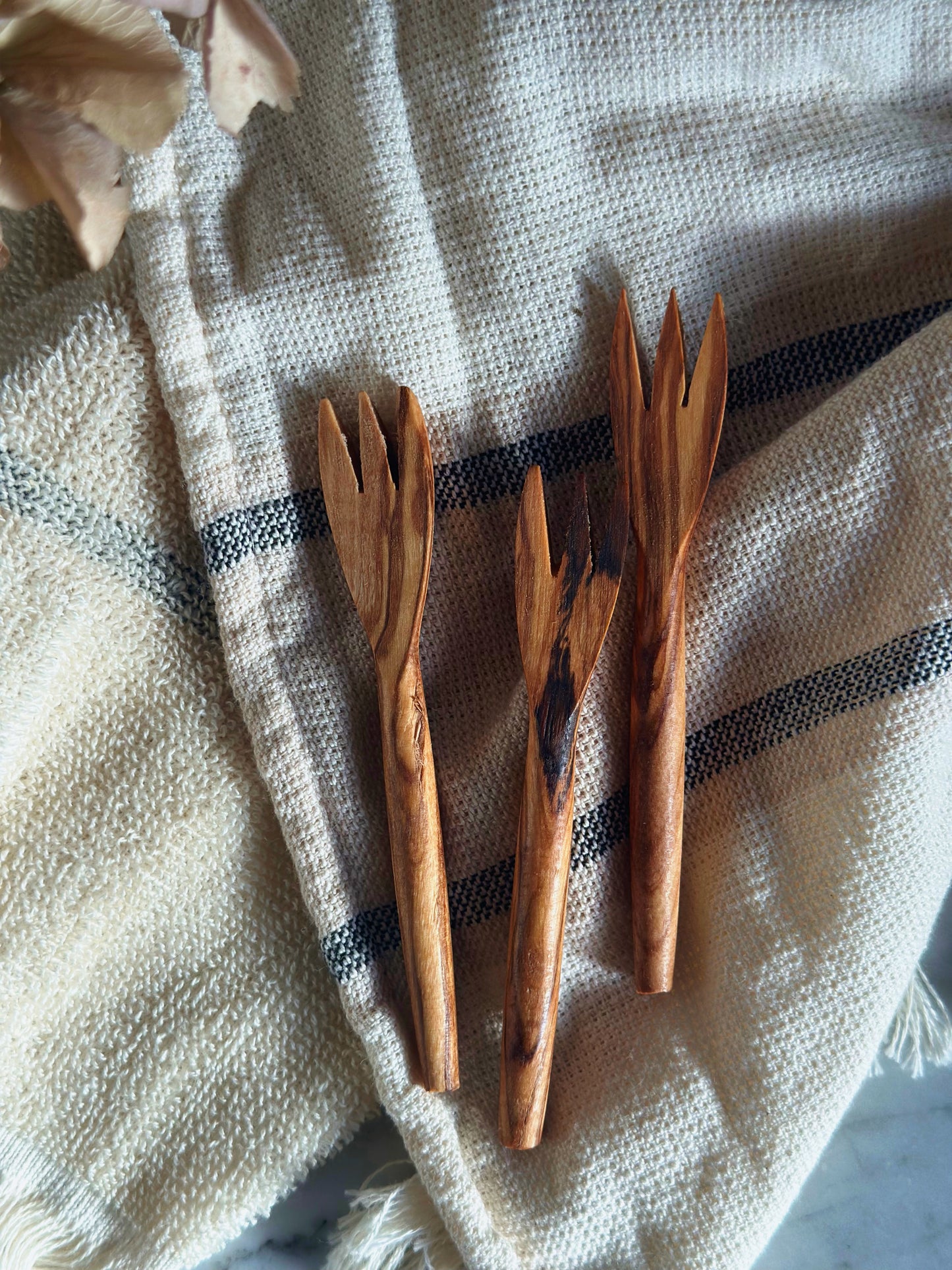 Olive Wood Charcuterie Forks - 2 sizes