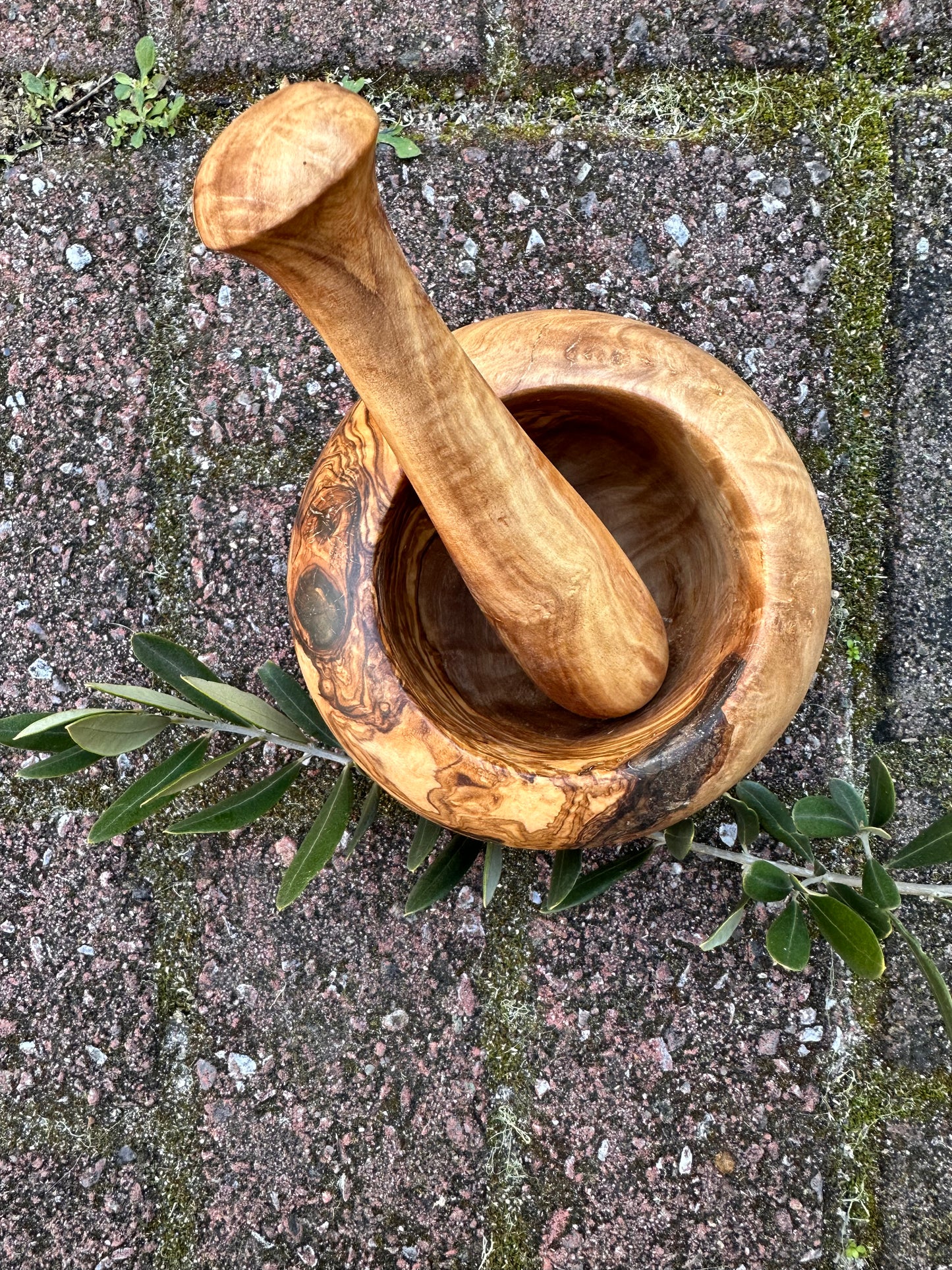 Olive Wood Rustic Mortar & Pestle - Smooth