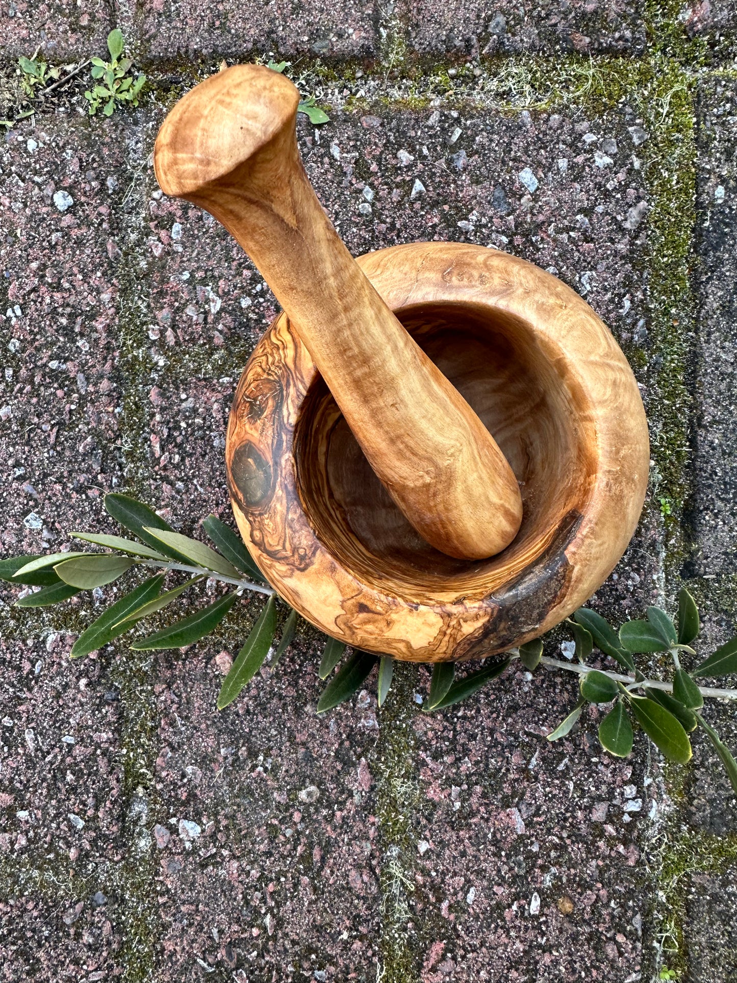 Olive Wood Rustic Mortar & Pestle - Smooth