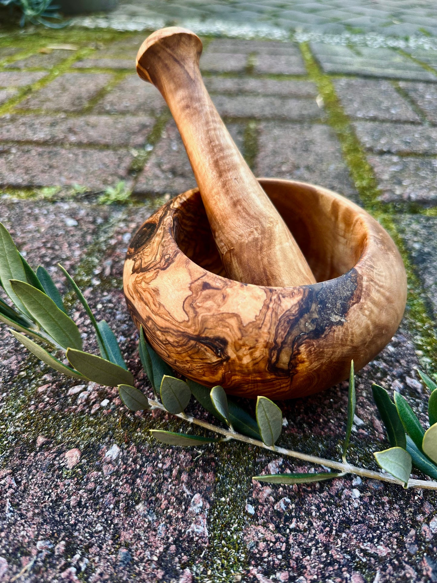 Olive Wood Rustic Mortar & Pestle - Smooth