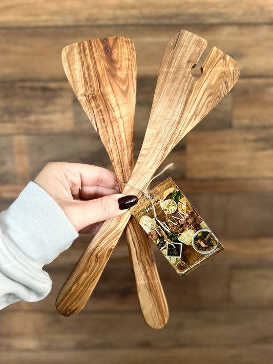 Olive Wood Salad Servers // Set of Two
