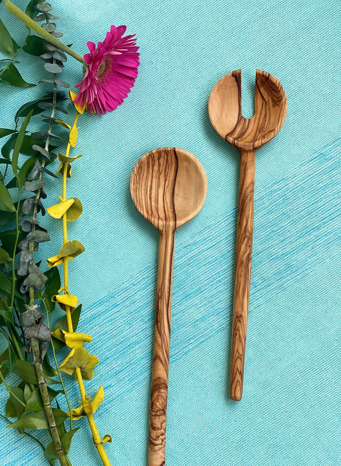 Olive Wood Salad Serving//Set of Two//12"