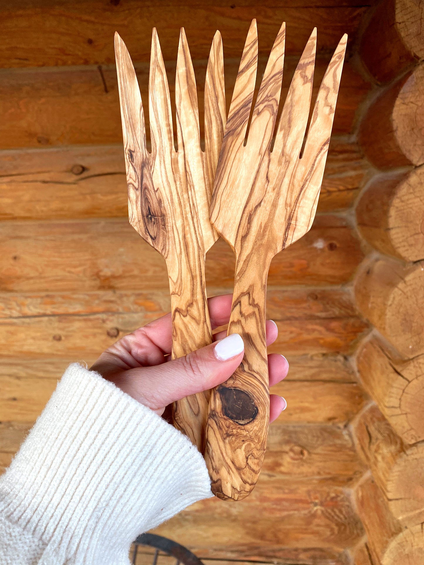 Olive Wood Serving Forks//Set of Two