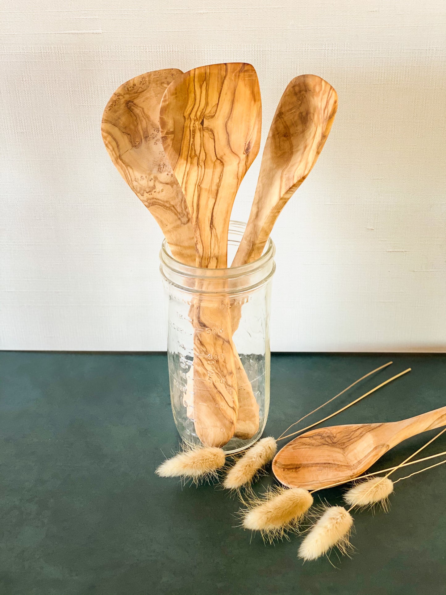 Olive Wood Corner Spoon//12 inch