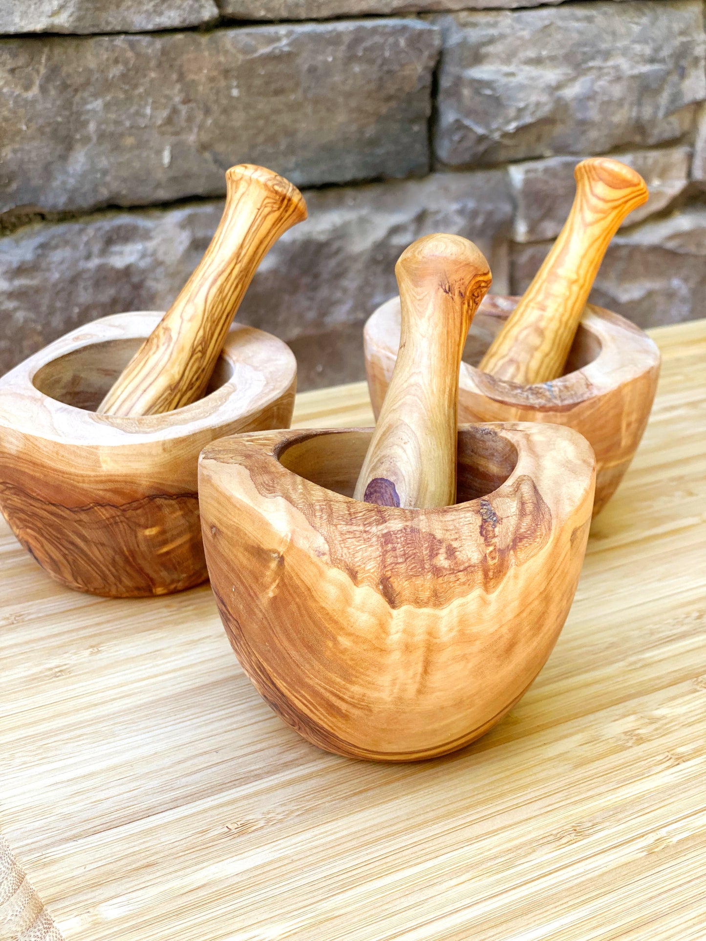 Olive Wood Rustic Mortar & Pestle - LARGE