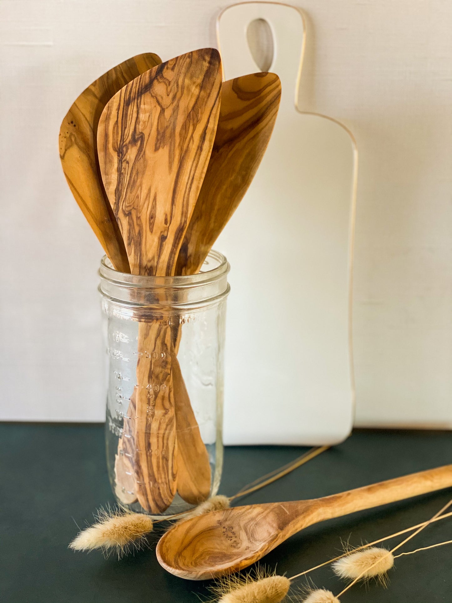Olive Wood Curved Spatula//12 inch