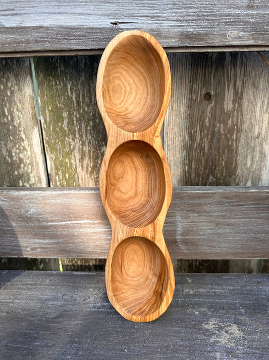 Olive Wood 3 Section Dish