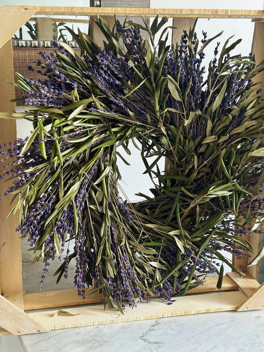Dried Olive Branch + Lavender Wreath
