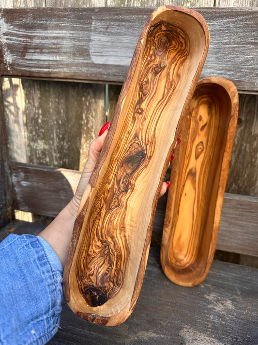 Olive Wood Bread Boat