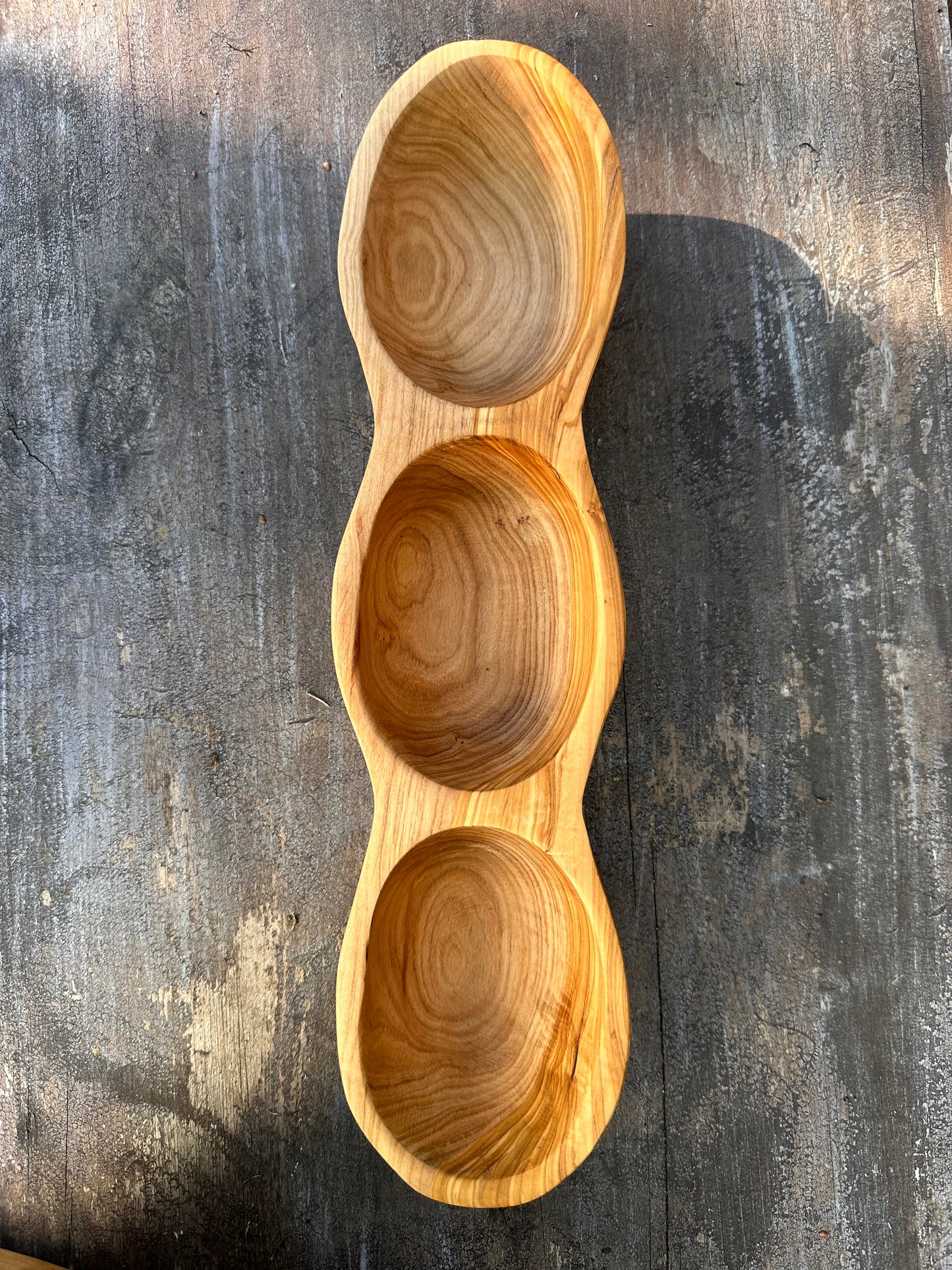 Olive Wood 3 Section Dish