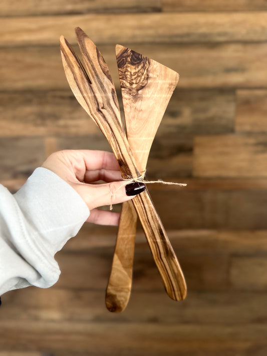 Olive Wood Pasta Servers // Set of Two