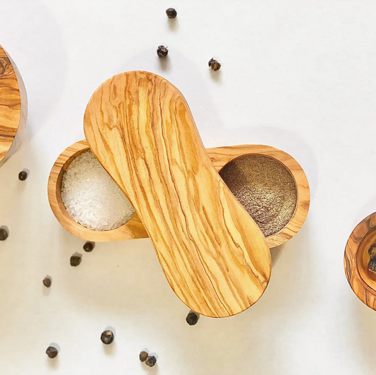 Olive Wood Salt + Pepper Keeper