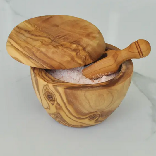 Olive Wood Salt Cellar + Scoop