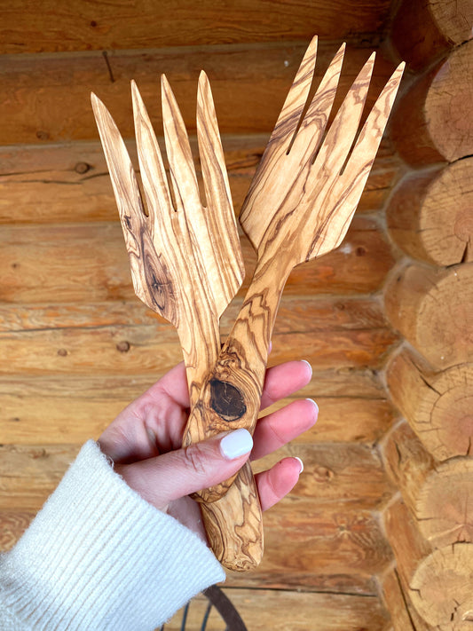 Olive Wood Serving Forks//Set of Two